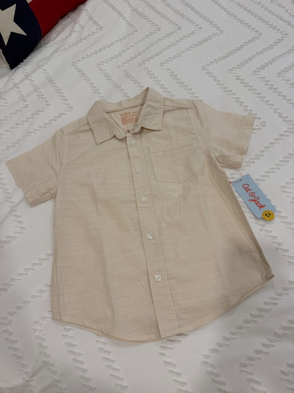 Cat & Jack Cream Short-Sleeve Button-Down Shirt